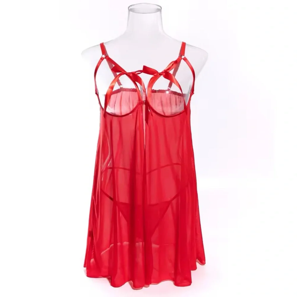 NWT Sexy Cage Red Sheer Babydoll Lingerie